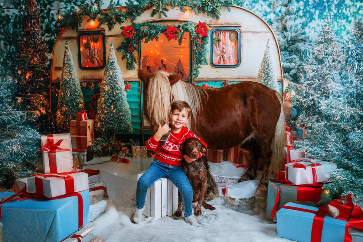 Reportajes navideños con Animales-6 Navidad mágica con niños y mascotas en Jerez