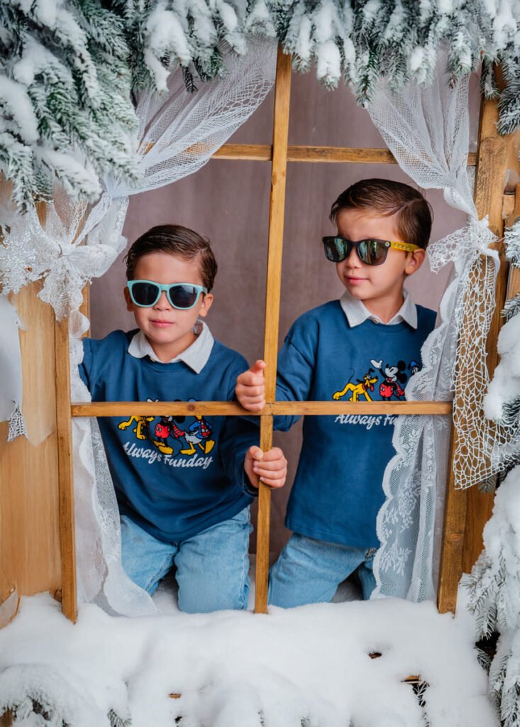 Decorado navideño del Estudio José Cáceres en Jerez para sesiones fotográficas de Navidad