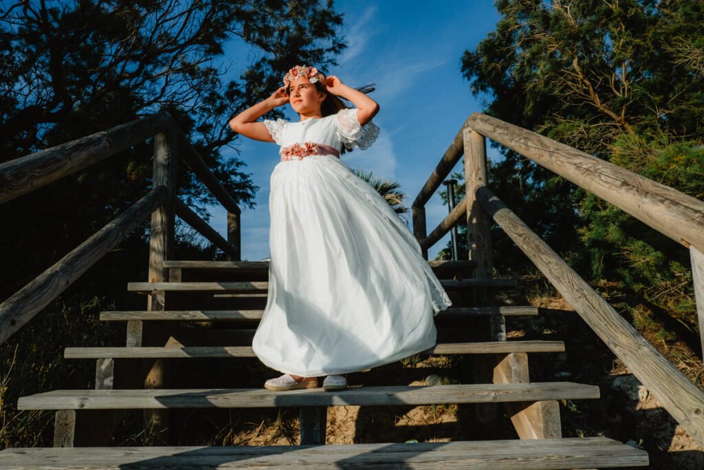 Fotos de comunión en la playa para familias de Jerez