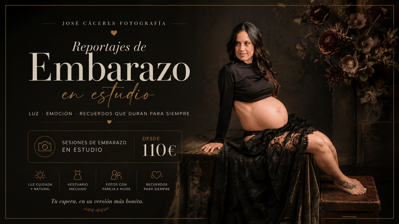 Precios de sesión de embarazo en estudio en Jerez desde 110€ — José Cáceres Fotografía